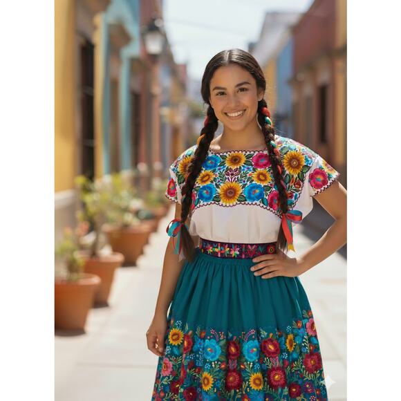 Mexican Folkloric belt day of the dead 5 de Mayo colorfull purple - Picture 1 of 4